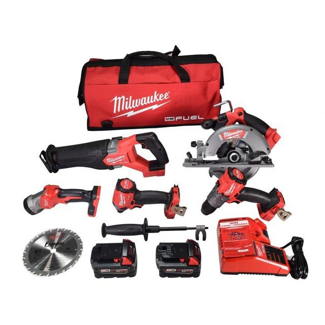 Milwaukee  2998-25 M18 Fuel Brushless Lithium-Ion Cordless 5-Tool Combo Kit (5 Ah) in Red/Black in Pristine condition