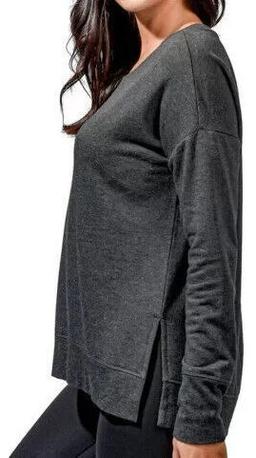 Active Life Women's Side Slit Modal Top (Medium) - Black Heather