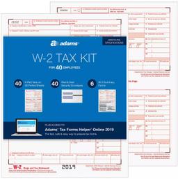 Adams 2019 W-2 Tax Kit for 40 Employees - White