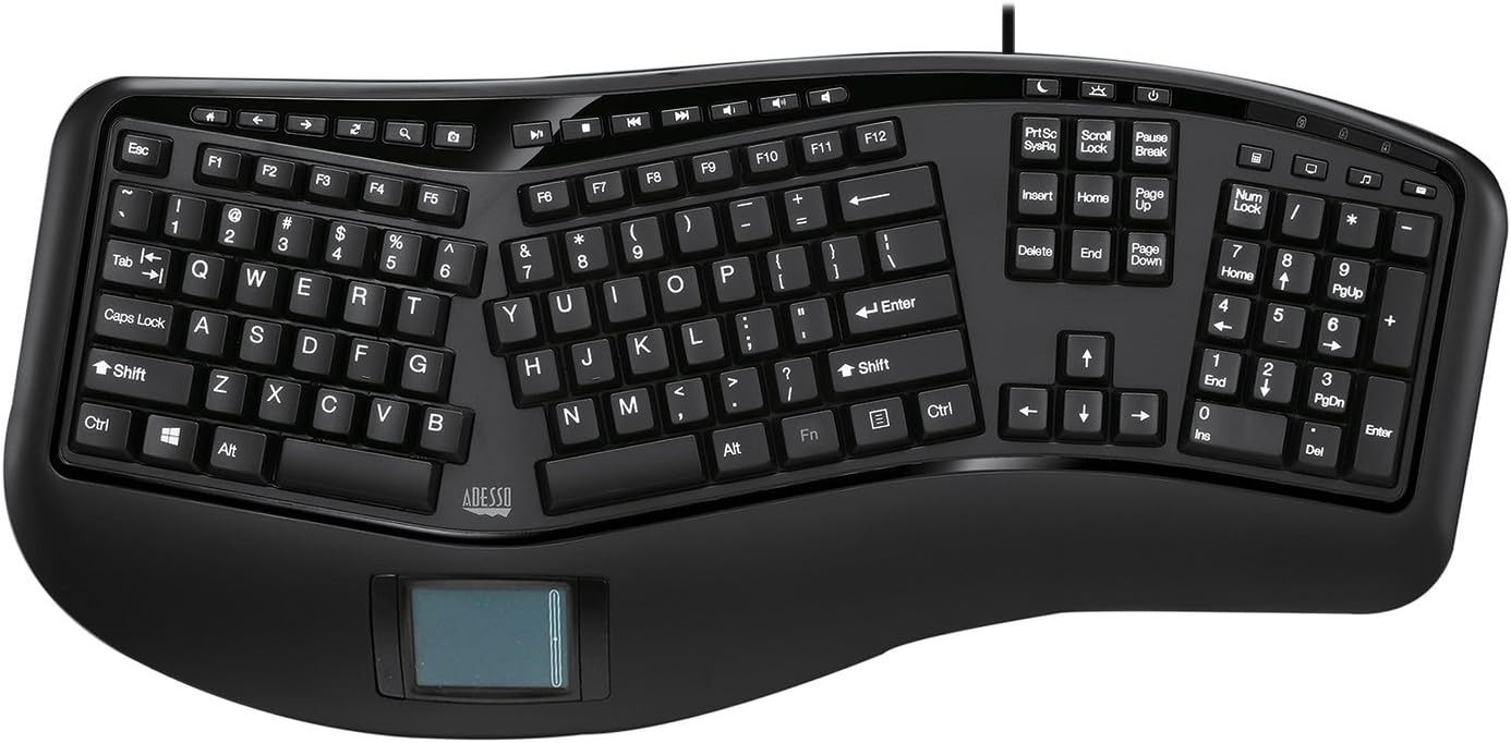 Adesso Adesso AKB-450UB Ergonomic Touchpad Keyboard - Black