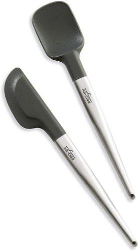 All-Clad  2 piece Mini Silicone Tool Spoon Set - Silver/Black - Excellent