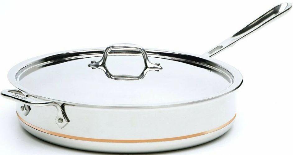 All-Clad  6403 3-Qt Copper Core 5-Ply Saute Pan with Lid - Silver - Excellent