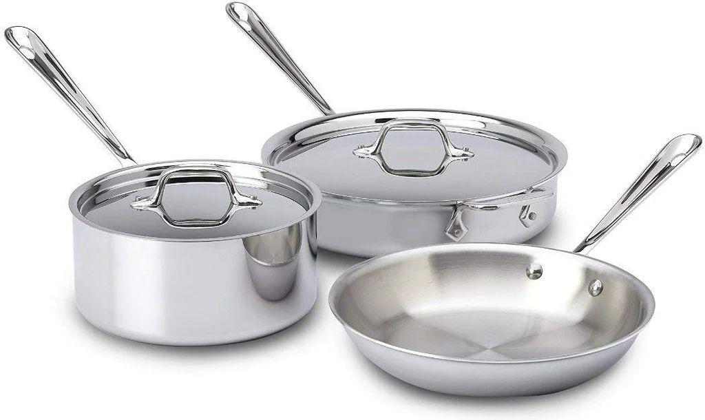 All-Clad  BD005705 D5 5-Ply Cookware Set 5-Piece - Silver - Excellent