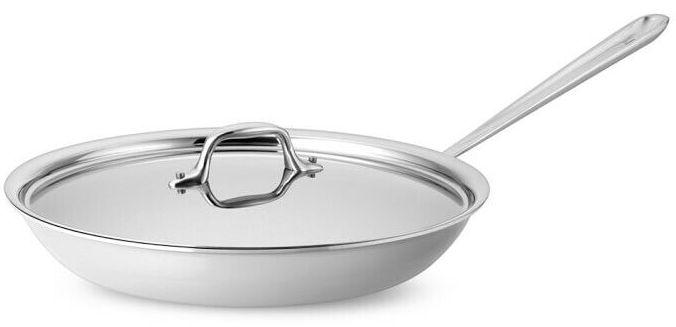 All-Clad  D3 3-Ply Bonded Fry-Pan with Lid 10- inch - Silver - Excellent