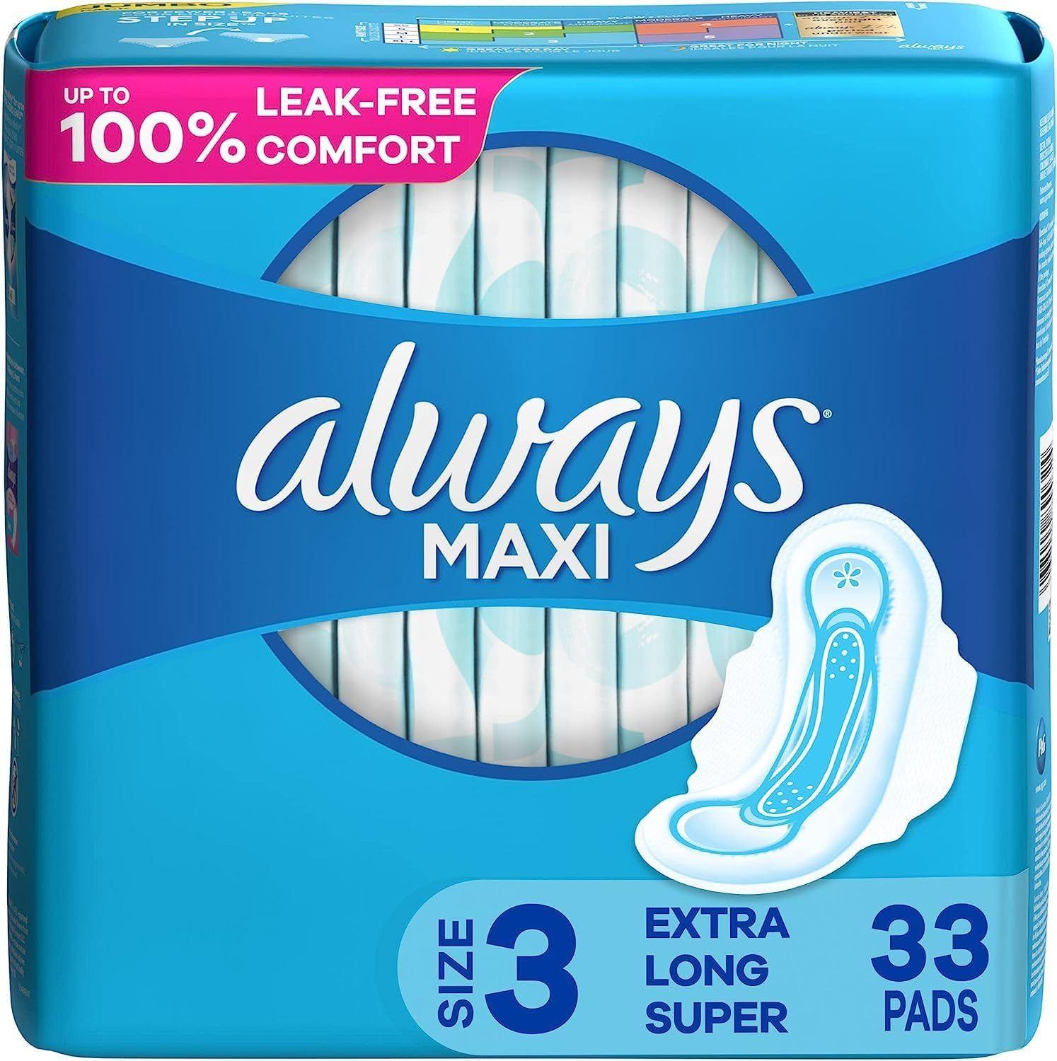 Always  Maxi Extra Long Super Pad (33 Pads) - Light Blue - Brand New