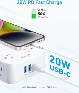 Anker 341 USB Power Strip 5ft | A9183 - White