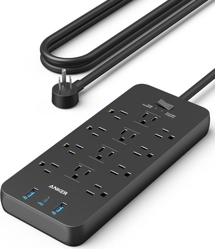 Anker  351 Power Strip 12 Outlets 5ft | A9192 - Black - Premium