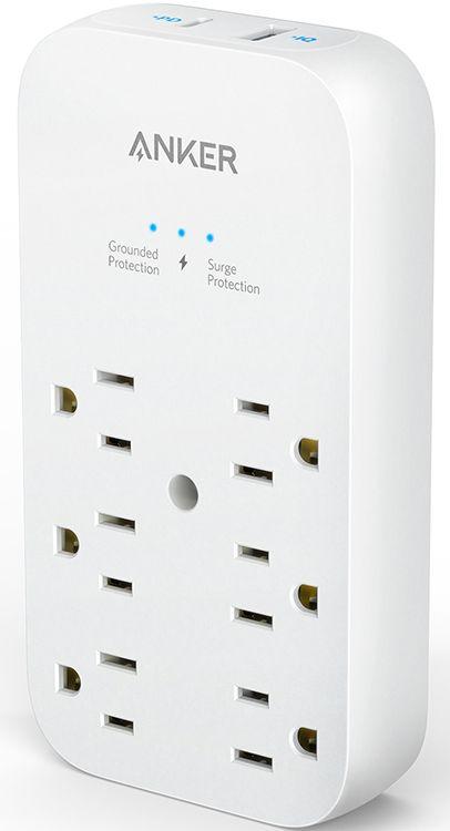 Anker  A9263 Outlet Extender and USB Wall Charger (6 Outlets and 2 USB Ports) - White - Excellent