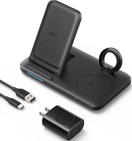 Anker  Foldable 3-in-1 Wireless Charging Station with Adapter (BDGH4715) - Black - Excellent