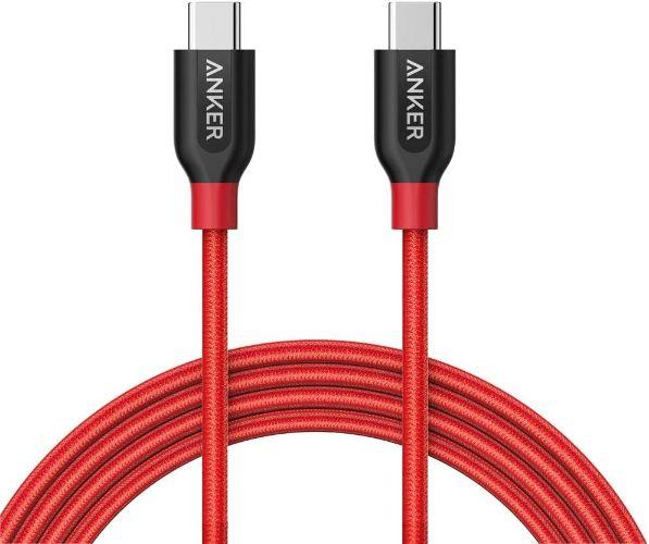 Anker  PowerLine+ USB-C To USB-C 2.0 Cable (6ft / 1.8m) - Red - Excellent