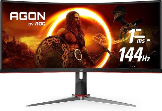 AOC CU34G2X 34" WQHD Gaming Monitor in Black & Red in Excellent condition