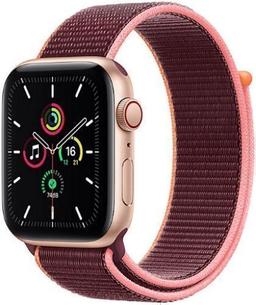 Apple Watch SE 1st Gen (2020) (Cellular + GPS) - 32GB - 40mm - Gold Aluminum Case with Plum Textile Sport Loop Band
