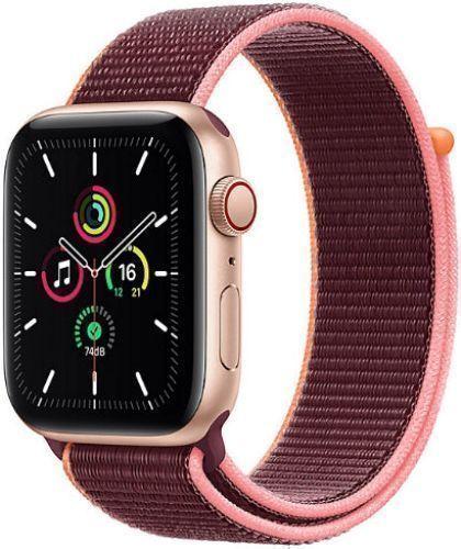 Apple Watch SE 1st Gen (2020) (Cellular + GPS) - 32GB - 40mm - Gold Aluminum Case with Plum Textile Sport Loop Band
