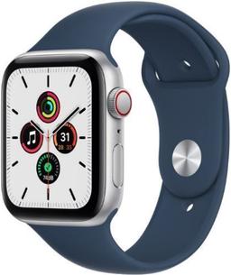 Apple Watch SE 1st Gen (2020) (Cellular + GPS) - 32GB - 40mm - Silver Aluminum Case with Abyss Blue Rubber Sport Band