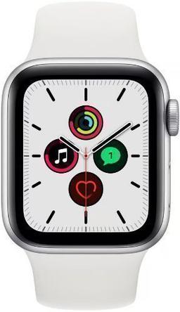 Apple Watch SE 1st Gen (2020) (Cellular + GPS) - 32GB - 40mm - Silver Aluminum Case with White Rubber Sport Band