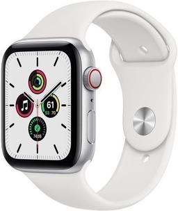 Apple Watch SE 1st Gen (2020) (Cellular + GPS) - 32GB - 40mm - Silver Aluminum Case with White Rubber Sport Band