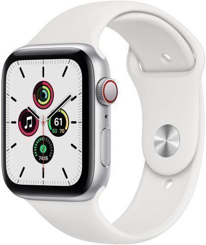 Apple Watch SE 1st Gen (2020) (Cellular + GPS) - 32GB - 40mm - Silver Aluminum Case with White Rubber Sport Band