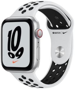 Apple Watch SE 1st Gen (2020) (GPS) - 32GB - 44mm - Silver Nike (Aluminum) Case with Pure Platinum/Black Rubber Nike Sport Band