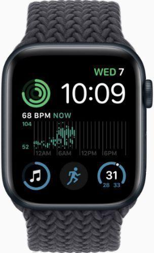Apple Watch SE 2nd Gen (2022) (Cellular + GPS) - 32GB - 44mm - Midnight Aluminum Case with Midnight Rubber Braided Solo Loop Band - Medium/Large Size
