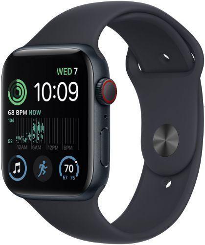 Apple Watch SE 2nd Gen (2022) (Cellular + GPS) - 32GB - 40mm - Midnight Aluminum Case with Midnight Rubber Sport Band - Small/Medium Size