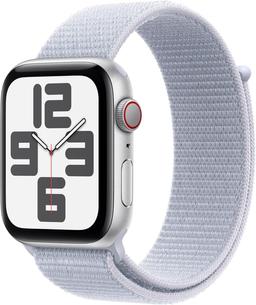 Apple Watch SE 2nd Gen (2022) (Cellular + GPS) - 32GB - 40mm - Silver Aluminum Case with Blue Cloud Textile Sport Loop Band - Small/Medium Size