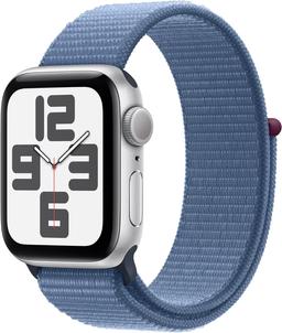 Apple Watch SE 2nd Gen (2022) (Cellular + GPS) - 32GB - 40mm - Silver Aluminum Case with Winter Blue Textile Sport Loop Band - Small/Medium Size