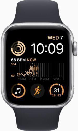 Apple Watch SE 2nd Gen (2022) (GPS) - 32GB - 40mm - Silver Aluminum Case with Midnight Rubber Sport Band - Small/Medium Size