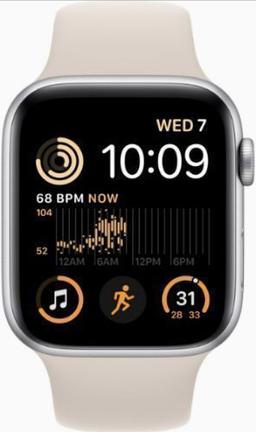 Apple Watch SE 2nd Gen (2022) (Cellular + GPS) - 32GB - 40mm - Silver Aluminum Case with Starlight Rubber Sport Band - Small/Medium Size