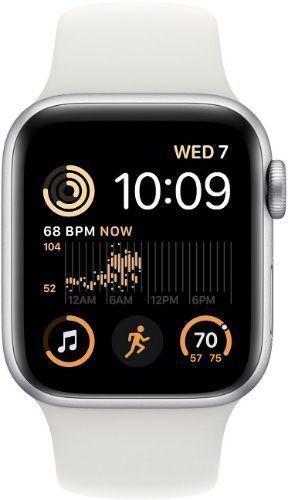 Apple Watch SE 2nd Gen (2022) (Cellular + GPS) - 32GB - 40mm - Silver Aluminum Case with White Rubber Sport Band - Small/Medium Size