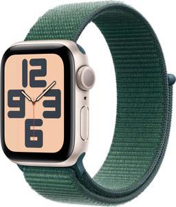 Apple Watch SE 2nd Gen (2022) (Cellular + GPS) - 32GB - 44mm - Starlight Aluminum Case with Lake Green Rubber Sport Loop Band - Medium/Large Size