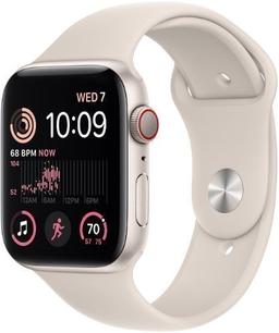 Apple Watch SE 2nd Gen (2022) (Cellular + GPS) - 32GB - 40mm - Starlight Aluminum Case with Starlight Rubber Sport Band - Small/Medium Size