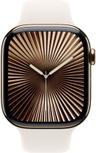 Apple Watch Series 10 (Cellular + GPS) - 64GB - 42mm - Gold Titanium Case with Starlight Rubber Sport Band - M/L Size