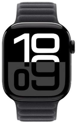 Apple Watch Series 10 (Cellular + GPS) - 64GB - 42mm - Jet Black Aluminum Case with Black Rubber Magnetic Link Band - One Size