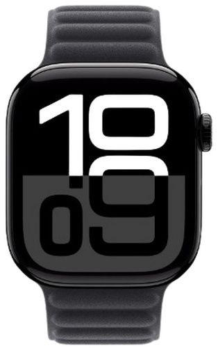 Apple Watch Series 10 (Cellular + GPS) - 64GB - 42mm - Jet Black Aluminum Case with Black Rubber Magnetic Link Band - One Size