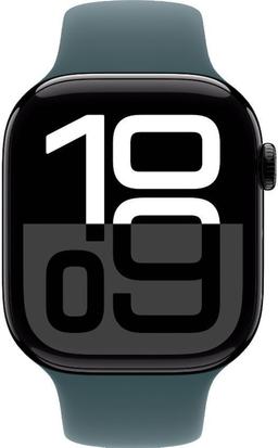 Apple Watch Series 10 (GPS) - 64GB - 42mm - Jet Black Aluminum Case with Lake Green Rubber Sport Band - One Size