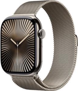 Apple Watch Series 10 (Cellular + GPS) - 64GB - 42mm - Natural Titanium Case with Natural Rubber Milanese Loop Band - One Size