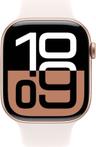 Apple Watch Series 10 (Cellular + GPS) - 64GB - 46mm - Rose Gold Aluminum Case with Light Blush Rubber Sport Band - S/M Size