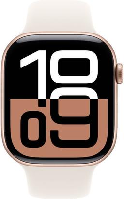 Apple Watch Series 10 (Cellular + GPS) - 64GB - 42mm - Rose Gold Aluminum Case with Starlight Rubber Sport Band - One Size
