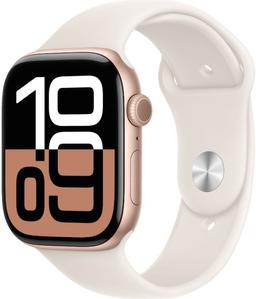 Apple Watch Series 10 (Cellular + GPS) - 64GB - 42mm - Rose Gold Aluminum Case with Starlight Rubber Sport Band - One Size