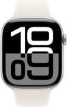 Apple Watch Series 10 (Cellular + GPS) - 64GB - 42mm - Silver Aluminum Case with Starlight Rubber Sport Band - One Size