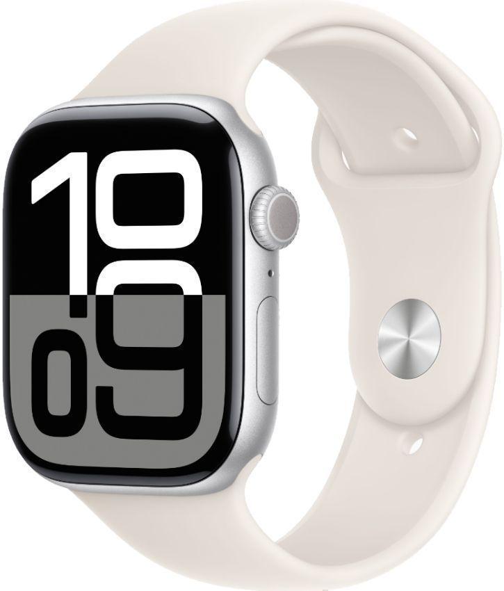 Apple Watch Series 10 (GPS) - 64GB - 42mm - Silver Aluminum Case with Starlight Rubber Sport Band - One Size