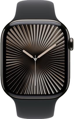 Apple Watch Series 10 (Cellular + GPS) - 64GB - 42mm - Slate Titanium Case with Black Rubber Sport Band - One Size