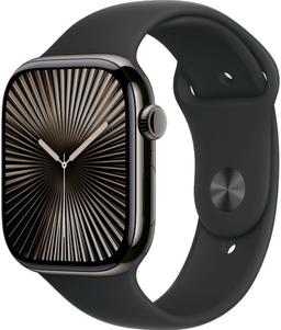 Apple Watch Series 10 (Cellular + GPS) - 64GB - 42mm - Slate Titanium Case with Black Rubber Sport Band - One Size