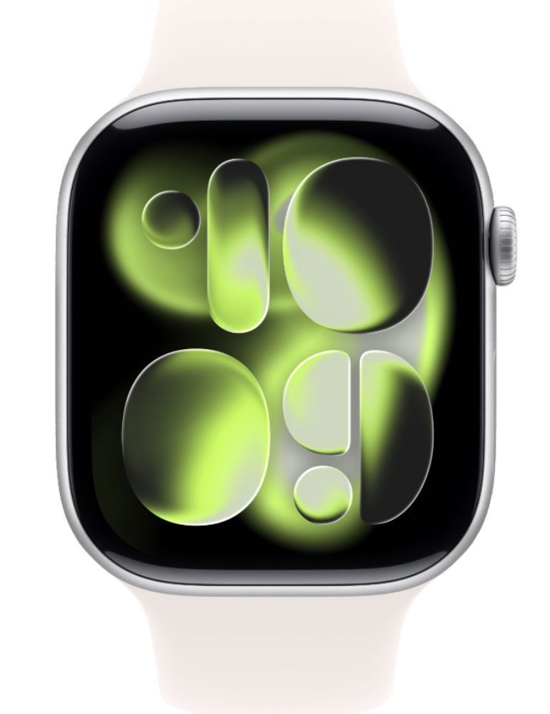 Apple Watch Series 11 (Cellular + GPS) - 64GB - 46mm - Silver Aluminum Case with Light Blush Silicone Sport Band - S/M Size