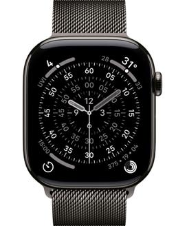 Apple Watch Series 11 (Cellular + GPS) - 64GB - 42mm - Slate Titanium Case with Slate Stainless Steel Milanese Loop Band - S/M Size