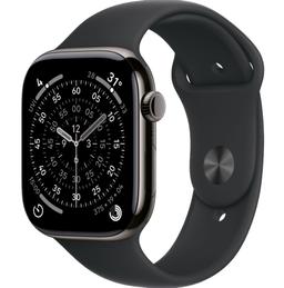 Apple Watch Series 11 (Cellular + GPS) - 64GB - 42mm - Slate Titanium Case with Black Silicone Sport Band - S/M Size