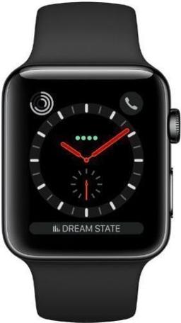 Apple Watch Series 3 (Cellular + GPS) - 16GB - 38mm - Space Black Stainless Steel Case with Black Rubber Sport Band