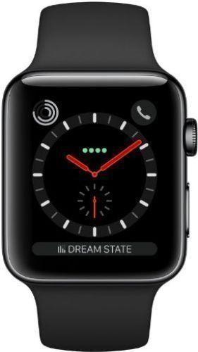 Apple Watch Series 3 (Cellular + GPS) - 16GB - 38mm - Space Black Stainless Steel Case with Black Rubber Sport Band
