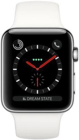 Apple Watch Series 3 (Cellular + GPS) - 16GB - 38mm - Silver Stainless Steel Case with White Rubber Sport Band