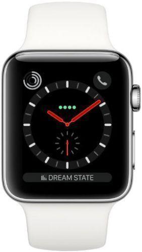 Apple Watch Series 3 (Cellular + GPS) - 16GB - 38mm - Silver Stainless Steel Case with White Rubber Sport Band